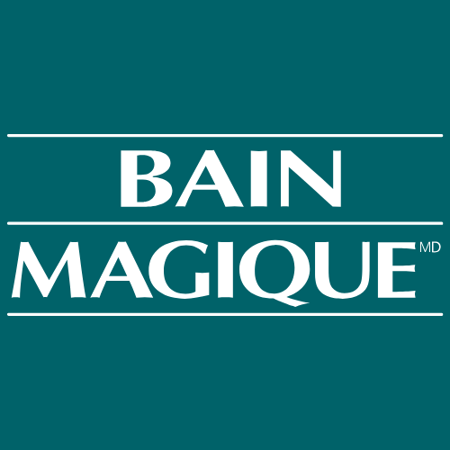 logo typographique avec lettrage turquoise sur fond clair évoquant l’univers de la salle de bain  à Mont-Joli
